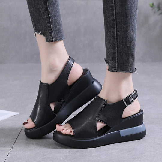 Damen Moderne Plateau‑Sandalette mit ergonomischem Memory‑Fußbett, verstellbarem Fersenriemen und rutschfester Gummisohle Shop Nory