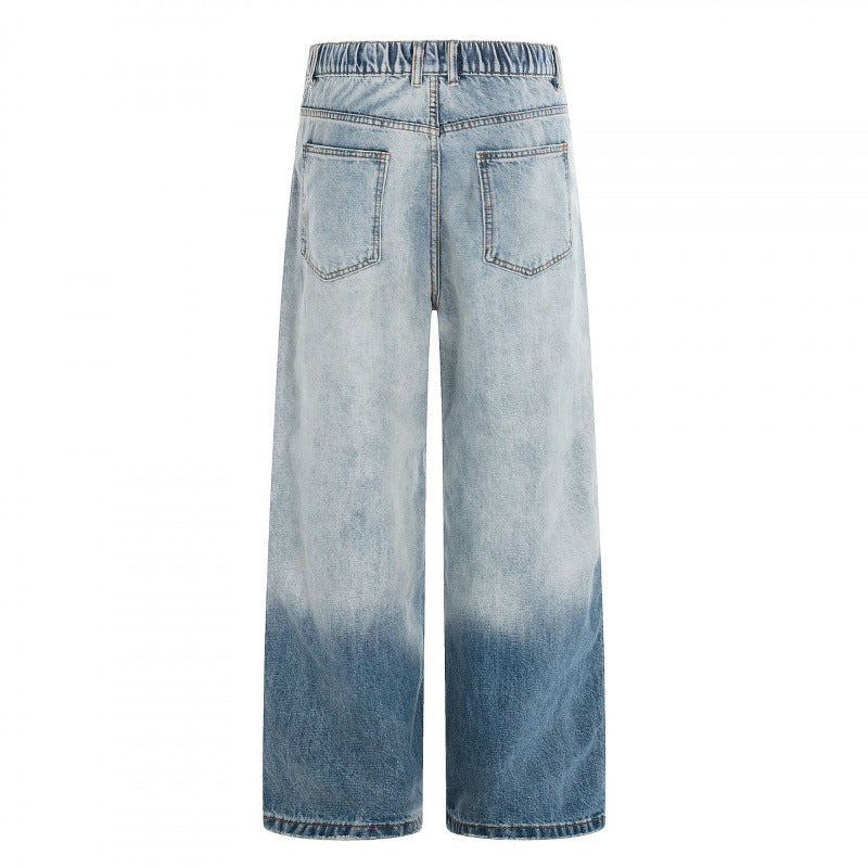 Damen Weite High-Waist Denim-Jeans mit Ombre-Saum und elastischem Rückenteil Shop Nory