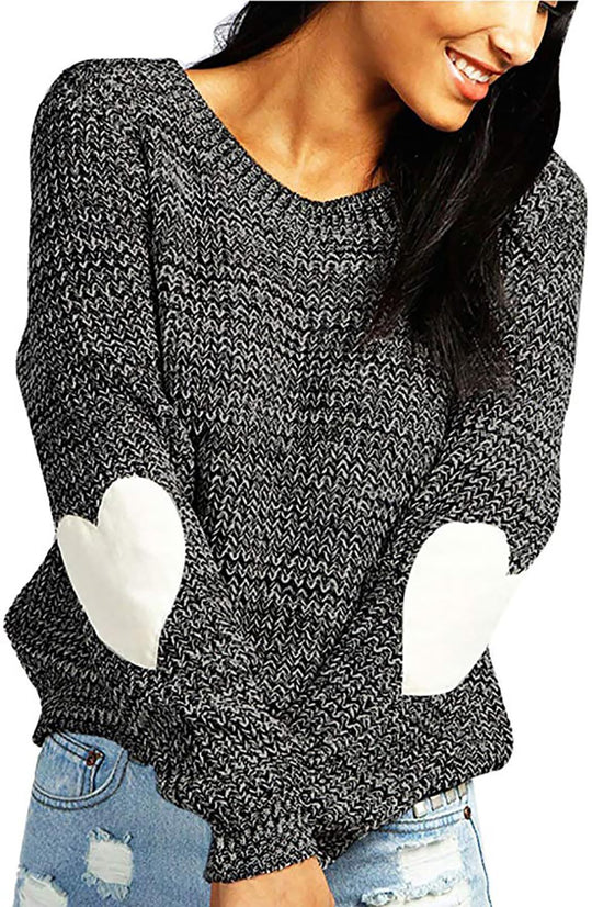 Damen Modischer Strickpullover mit Herz-Details