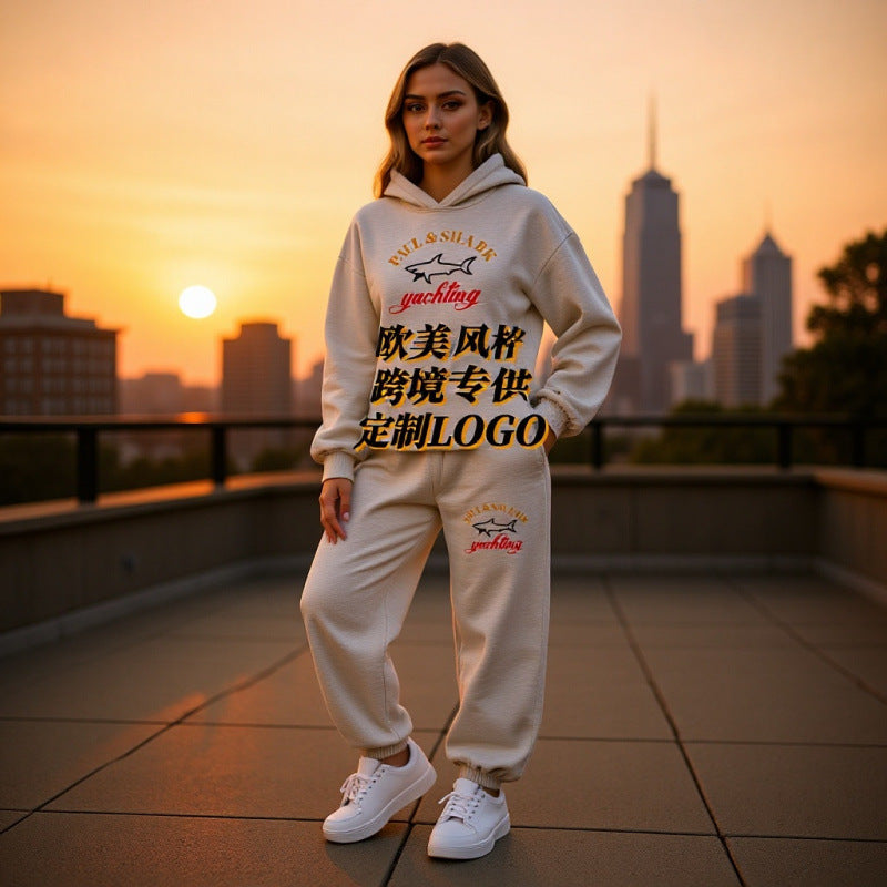Damen oversized Hoodie und Jogginghose Set mit Kapuze Kängurutasche und gerippten Bündchen Shop Nory