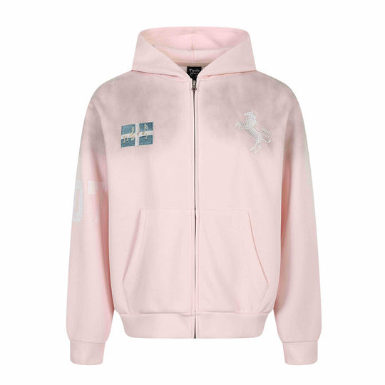 Damen Zip-Hoodie mit gesticktem Einhorn-Motiv und Musikpatch Shop Nory