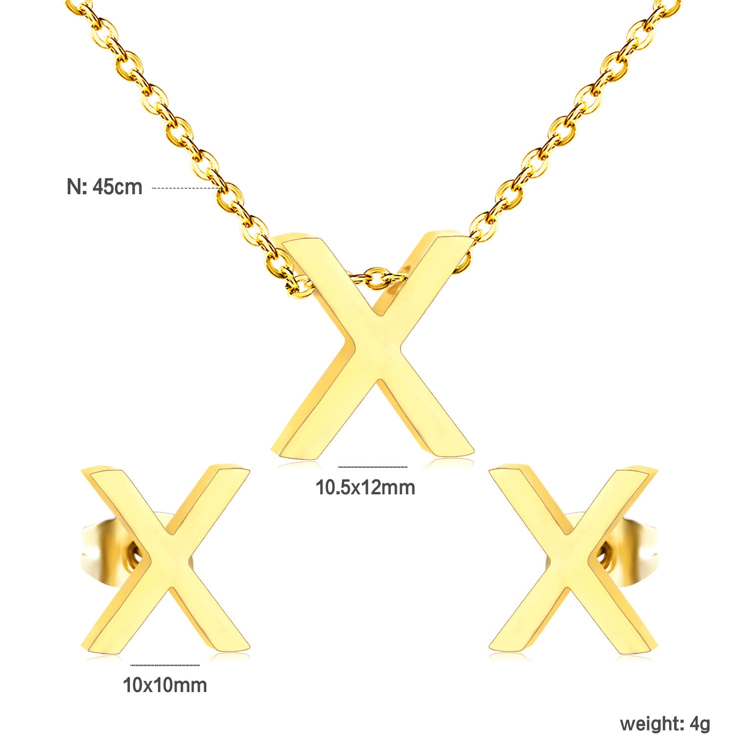 Damen Schmuckset mit K-Anhänger und passenden Ohrsteckern Shop Nory