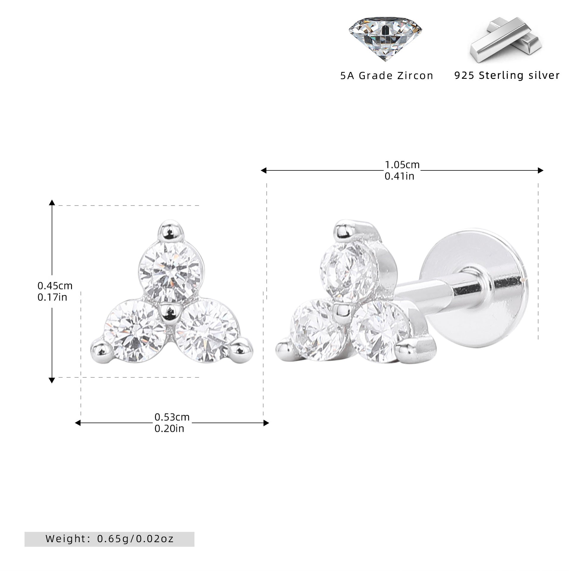 Damen Ohrstecker mit funkelnden 5A Zirkonen aus hochwertigem 925 Sterling Silber Shop Nory