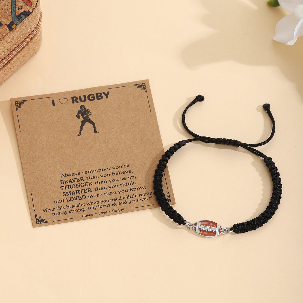 Damenarmband mit Rugby-Motiv und inspirierendem Spruch Shop Nory