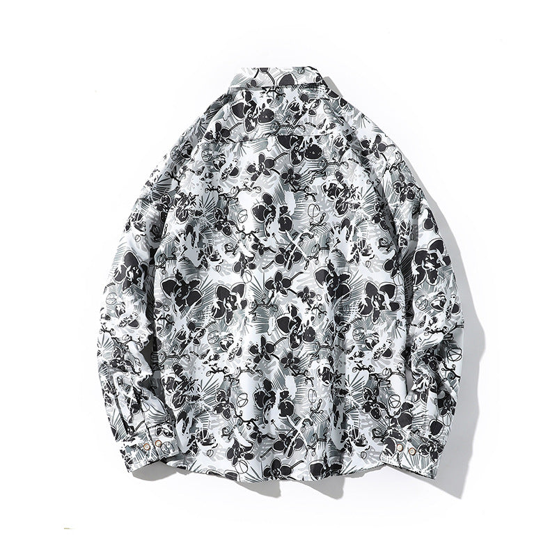 Herren Oversize-Knopfhemd mit grafischem Allover-Print und lockerem Relaxed-Schnitt Shop Nory