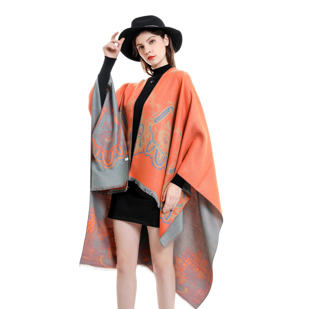 Damen Leichter Jacquard-Überwurf mit kaschmirähnlichem Griff und Fransensaum Shop Nory