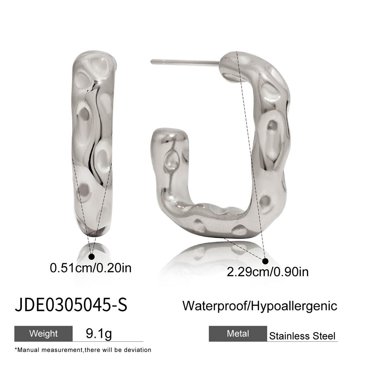 Damen Creolen mit modernem, gewelltem Design aus hypoallergenem Edelstahl Shop Nory