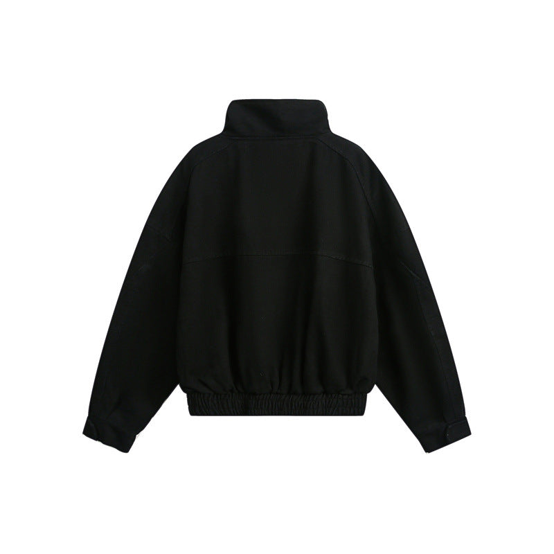 Unisex Kurz geschnittene Boxy-Outdoorjacke mit versteckter Reißverschlussblende, hohem Stehkragen und elastischem Bund Shop Nory