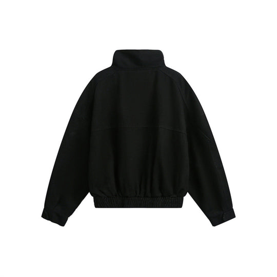 Unisex Kurz geschnittene Boxy-Outdoorjacke mit versteckter Reißverschlussblende, hohem Stehkragen und elastischem Bund Shop Nory