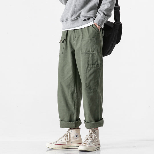 Herren Weite Baumwoll-Cargohose im Baggy-Cut mit Multifunktions-Taschen und umgeschlagener Saum Shop Nory