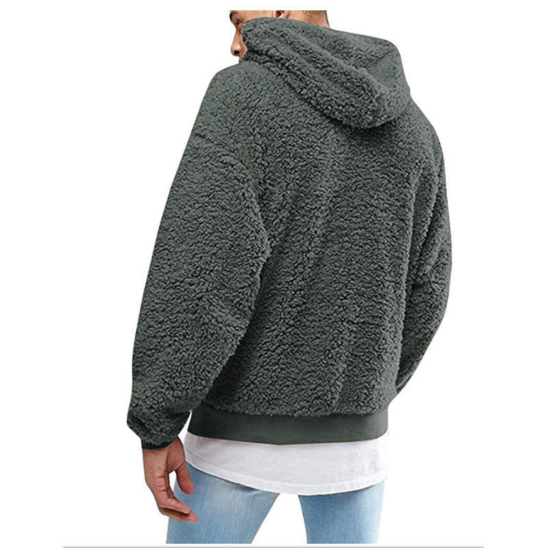 Herren kuschelige Fleece-Hoodie mit hohem Kragen