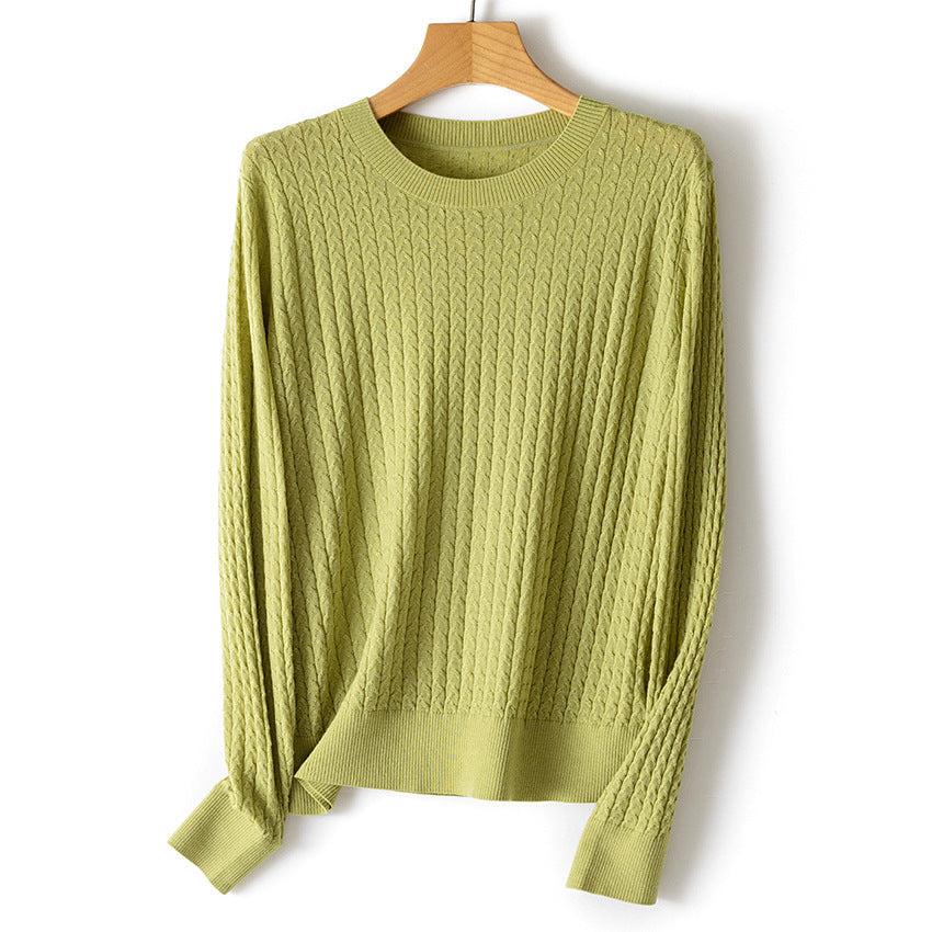 Damen Feinstrickpullover mit Zopfstrickmuster und Rundhalsausschnitt Shop Nory