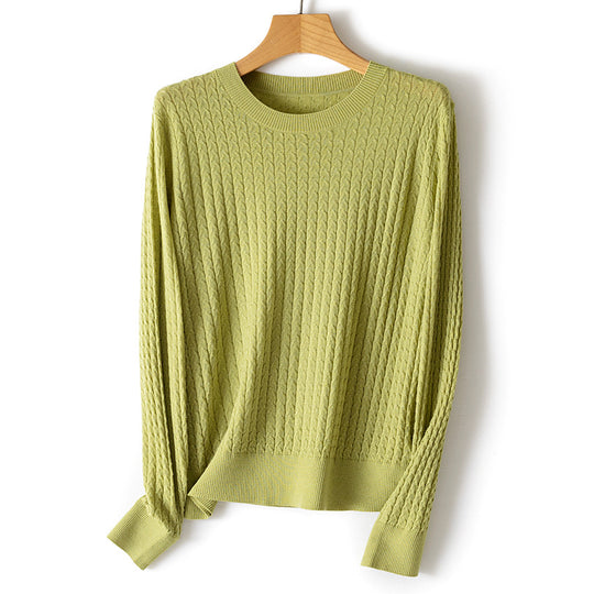 Damen Feinstrickpullover mit Zopfstrickmuster und Rundhalsausschnitt Shop Nory