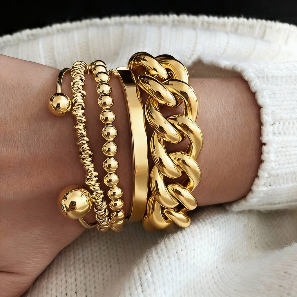 Damen Armreif-Set mit verschiedenen Strukturdesigns und eleganten Elementen Shop Nory