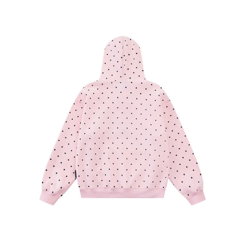 Damen Kapuzenpullover mit Knopf‑Sternapplikation, Polka‑Dot‑Allover und Kängurutasche Shop Nory