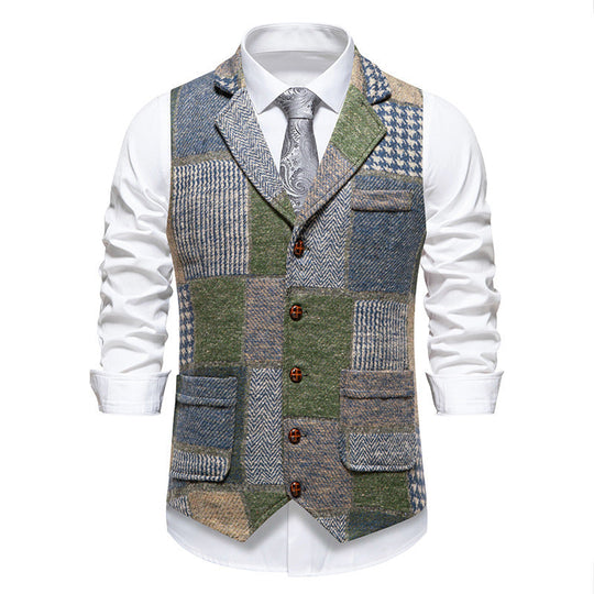 Herren Anzugweste im modernen Patchwork-Design mit praktischen Taschen