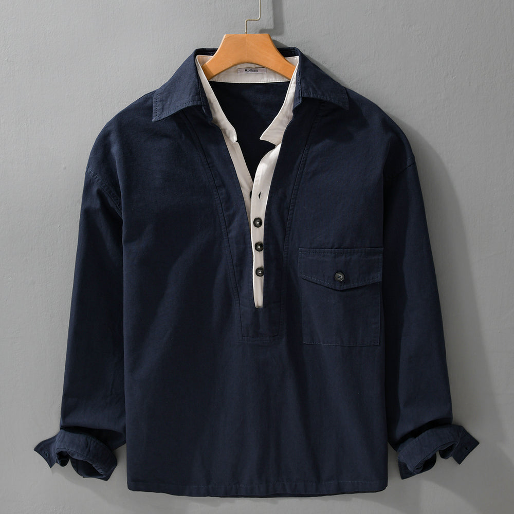 Herren Overshirt-Hemd mit halber Knopfleiste und aufgesetzter Brusttasche Shop Nory