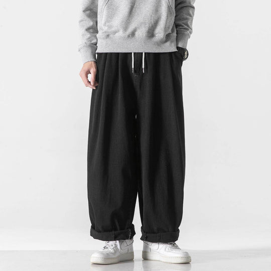 Herren Extraweite Baggy-Hose mit Tunnelzugbund und umgeschlagenem Saum Shop Nory
