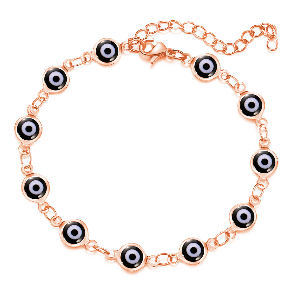Damen Fußkettchen mit bunten Augenschutz-Anhängern und hochwertiger Gliederkette Shop Nory