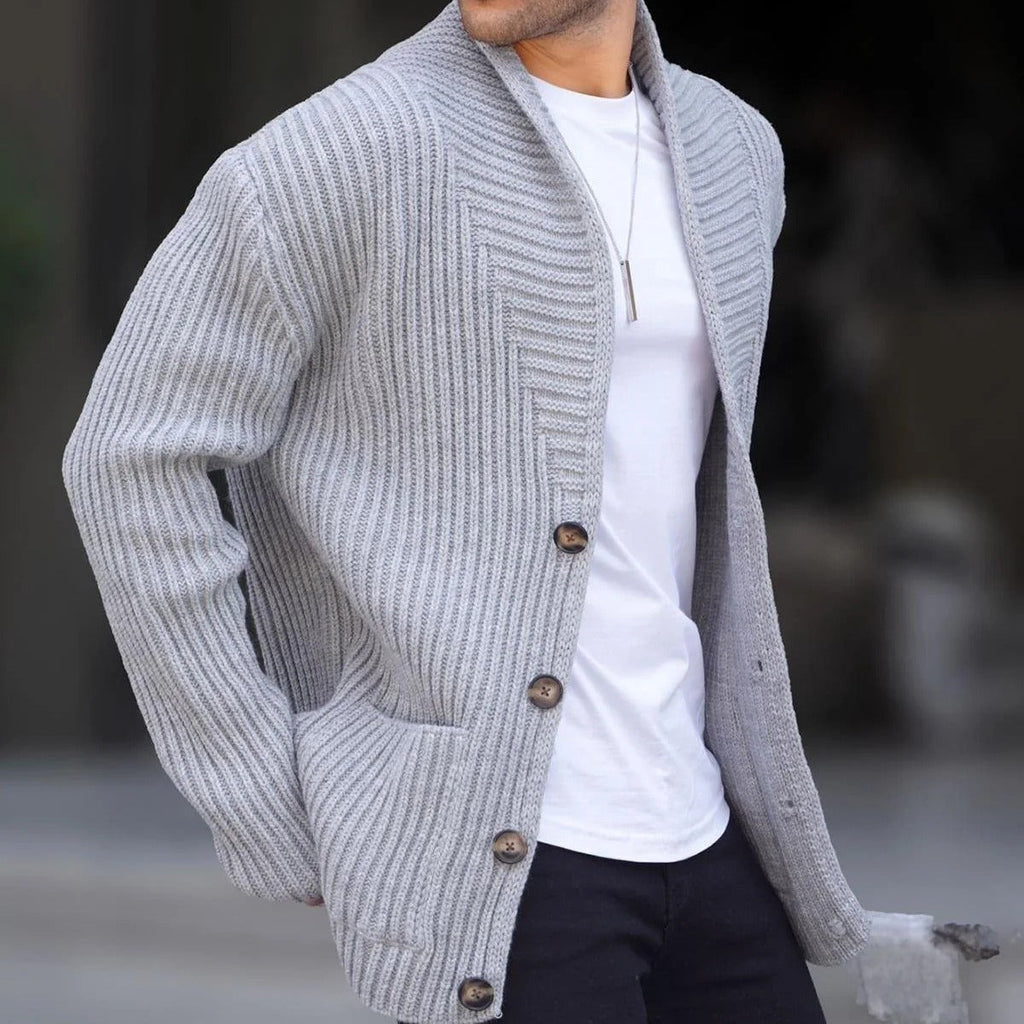 Herren Strickjacke mit tiefem Ausschnitt und knöpfen