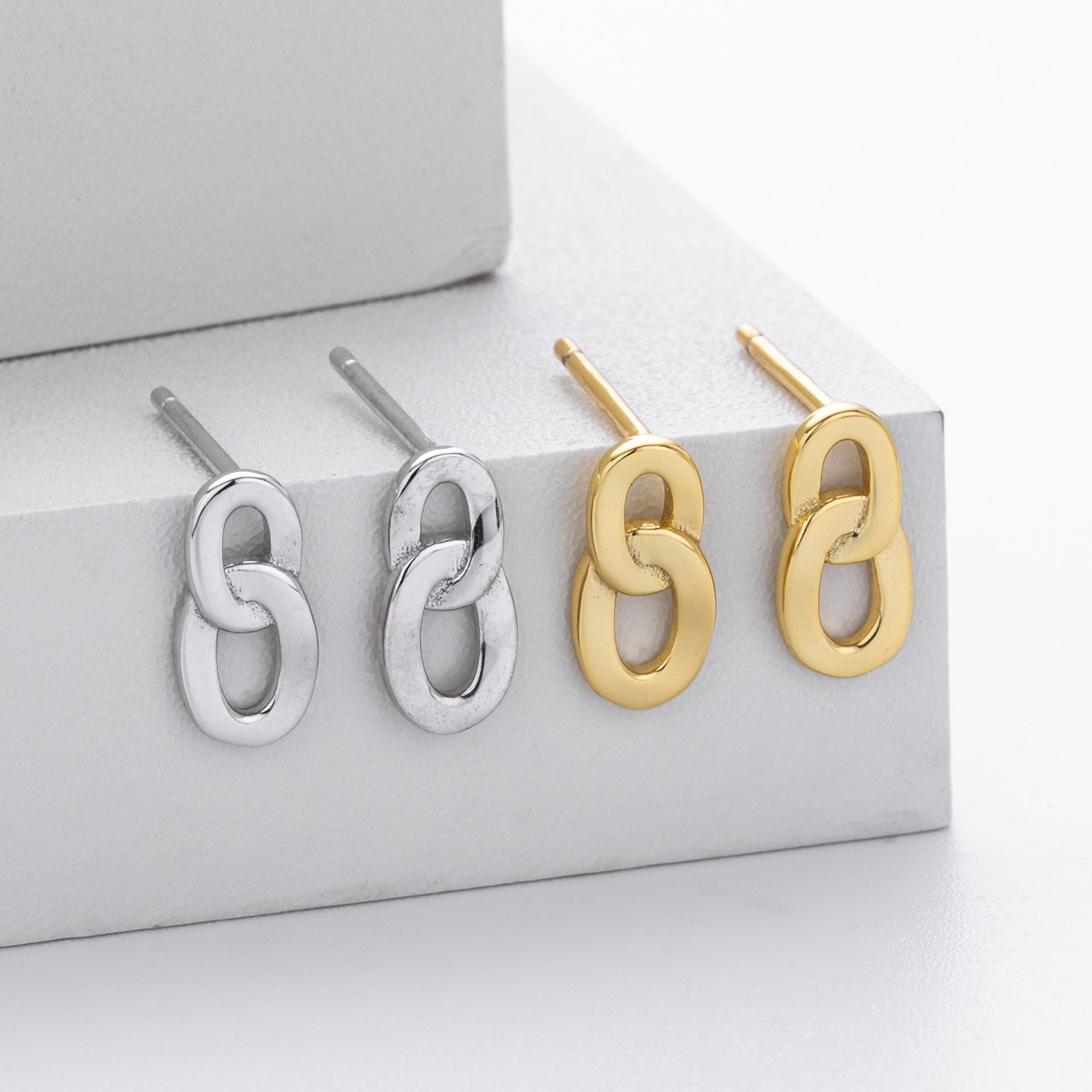 Damen Ohrstecker mit modernem Kettendesign aus hochwertigem 925 Sterling Silber Shop Nory