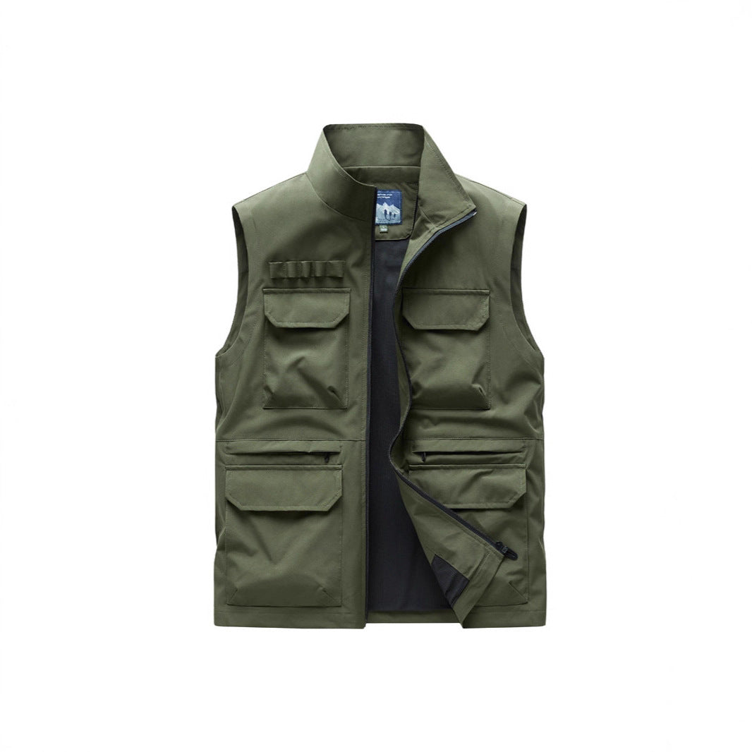Herren Outdoor-Utilityweste mit acht Multifunktionstaschen, robustem Baumwollmix und Windschutzkragen Shop Nory