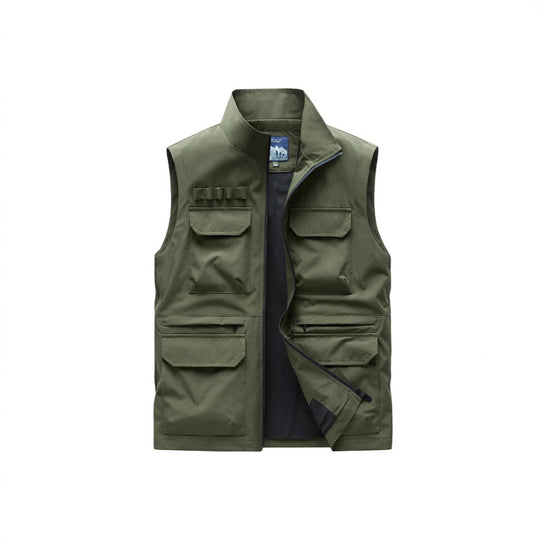 Herren Outdoor-Utilityweste mit acht Multifunktionstaschen, robustem Baumwollmix und Windschutzkragen Shop Nory