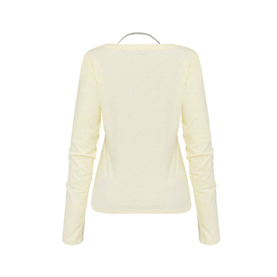 Damen Langarm-Shirt mit doppeltem Layer‑Effekt, tiefem V‑Ausschnitt und gestreiftem Einsatz Shop Nory