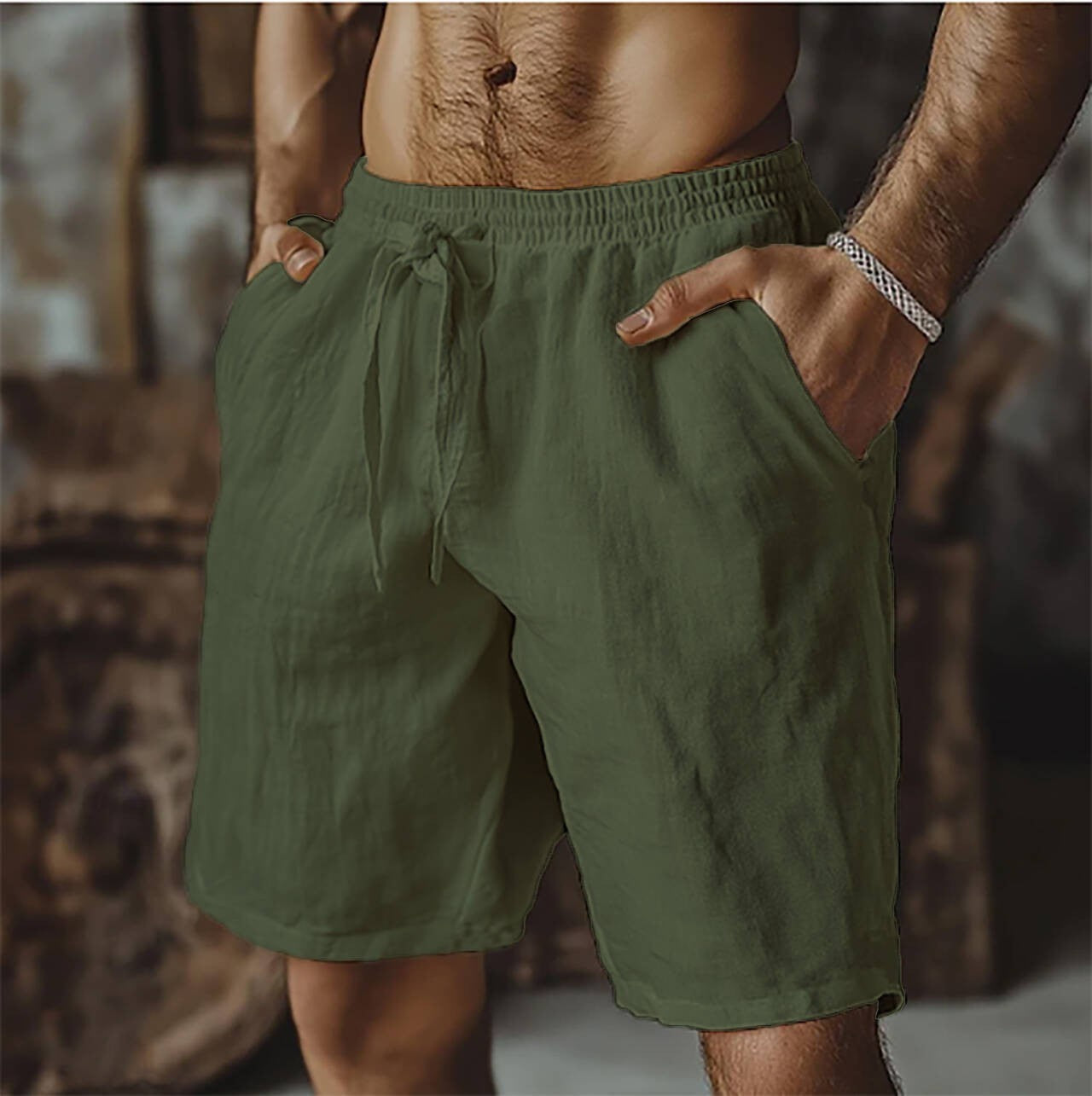 Herren-Schnürshorts aus Baumwolle
