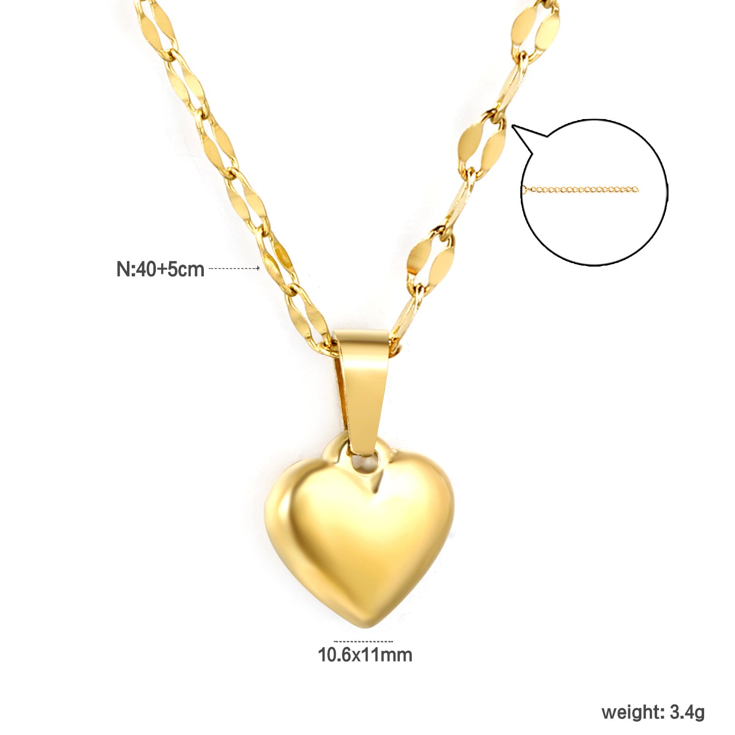 Damen Halskette mit hochwertigem Herzen-Anhänger und elegantem Kettendesign Shop Nory