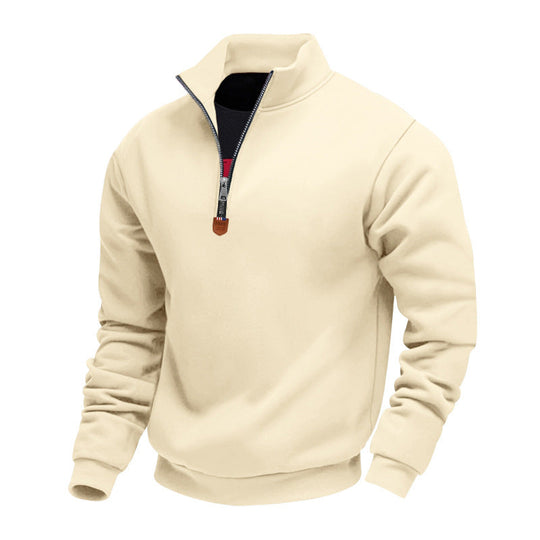 Herren sportlicher Pullover mit halbem Reißverschluss und modischem Stehkragen