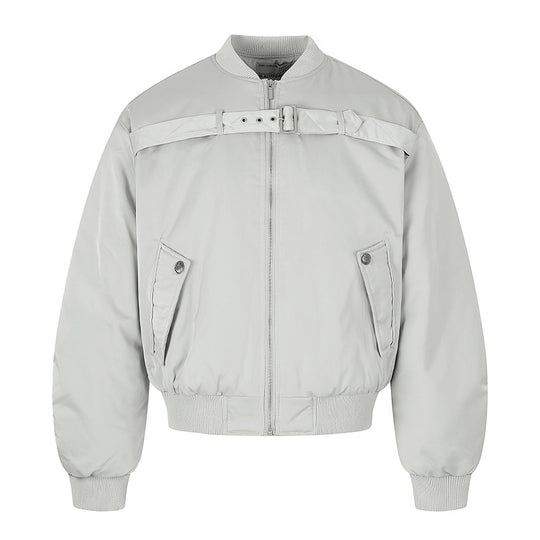 Herren kurze wattierte Bomberjacke mit breitem Gürteldetail und Rippbündchen Shop Nory