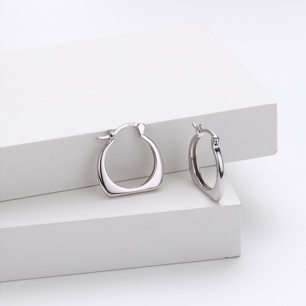 Damen Creolen mit modernem, glattem Design aus 925 Sterling Silber Shop Nory
