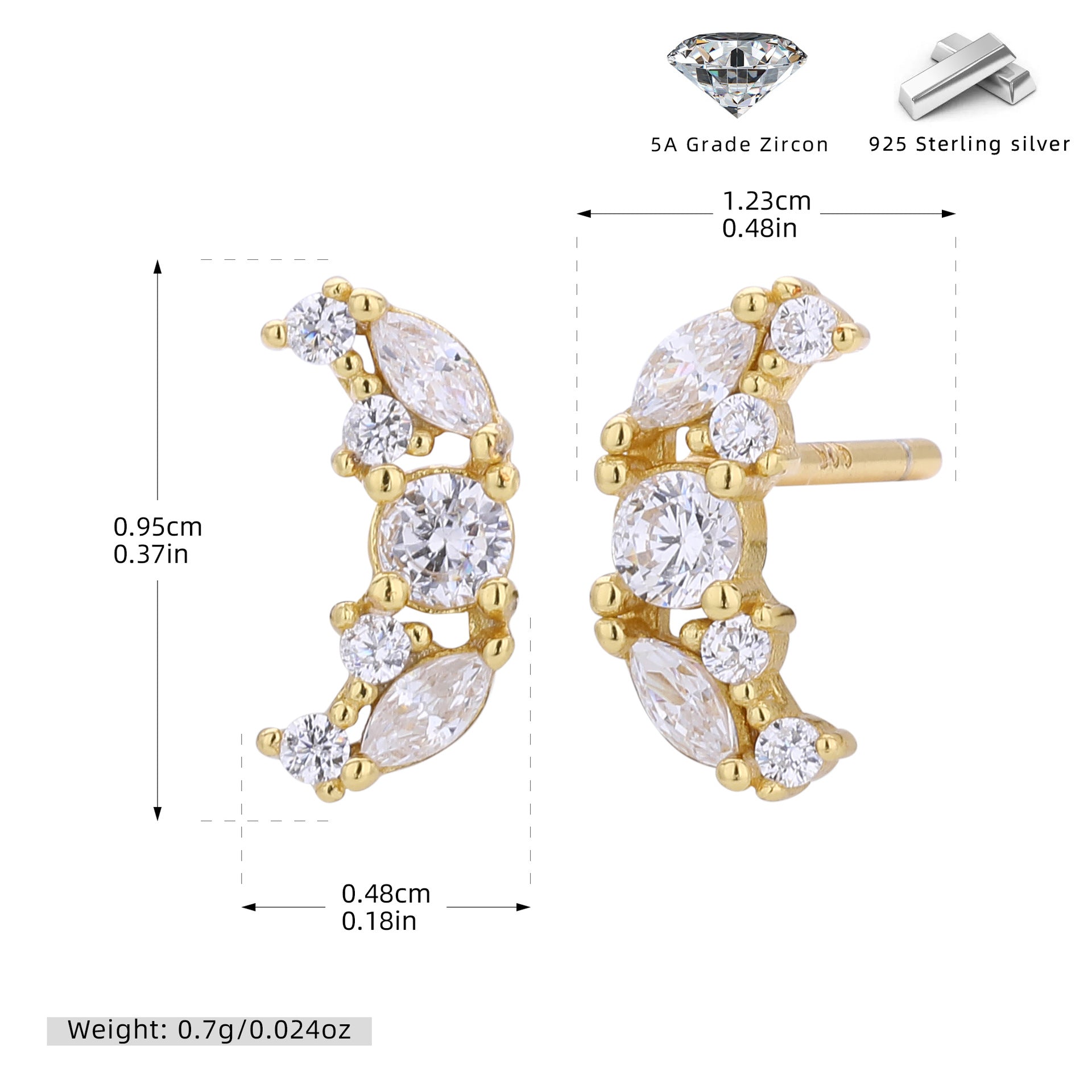 Damen Ohrstecker mit luxuriösen Zirkon-Akzenten und 925 Sterlingsilber Shop Nory