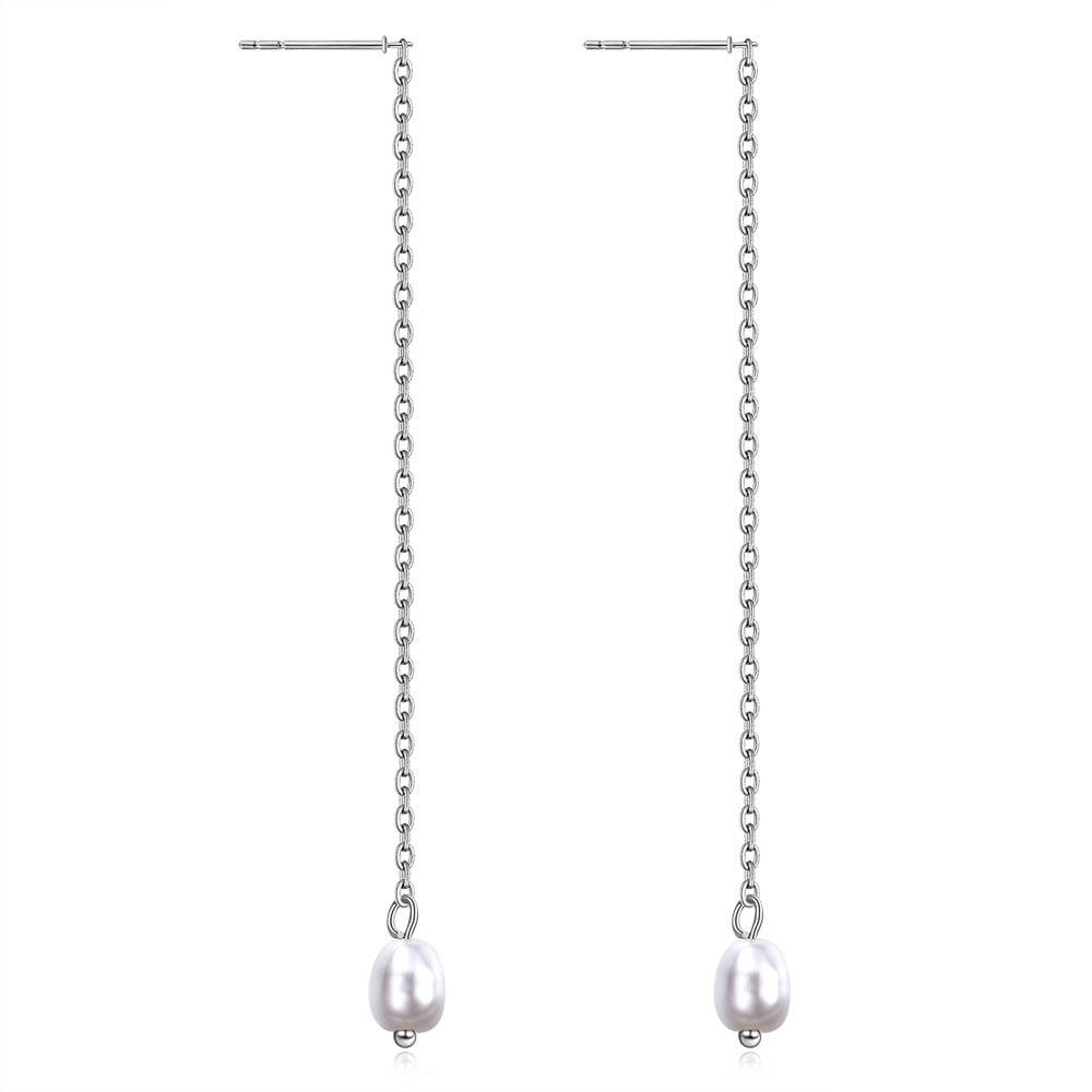 Damen Ohrhänger mit eleganten Süßwasserperlen und filigranem Gliederdesign Shop Nory