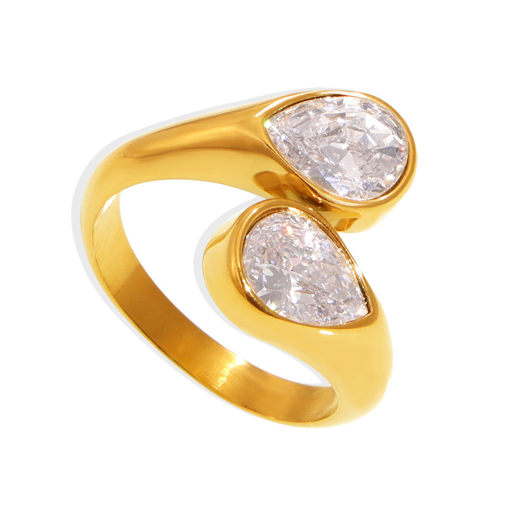 Damenring mit elegantem Tropfen-Zirkon-Design aus Edelstahl Shop Nory
