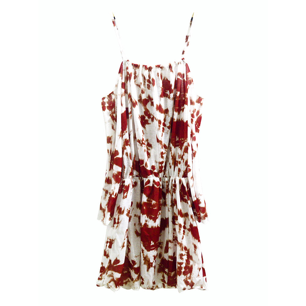 Damen Kurzkleid mit Cut-Out-Schultern, elastischer Taille & Batikstreifen Shop Nory