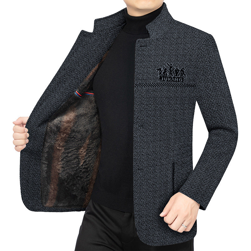 Herren Wollmantel mit Teddyfutter, Stehkragen und schmaler Silhouette Shop Nory