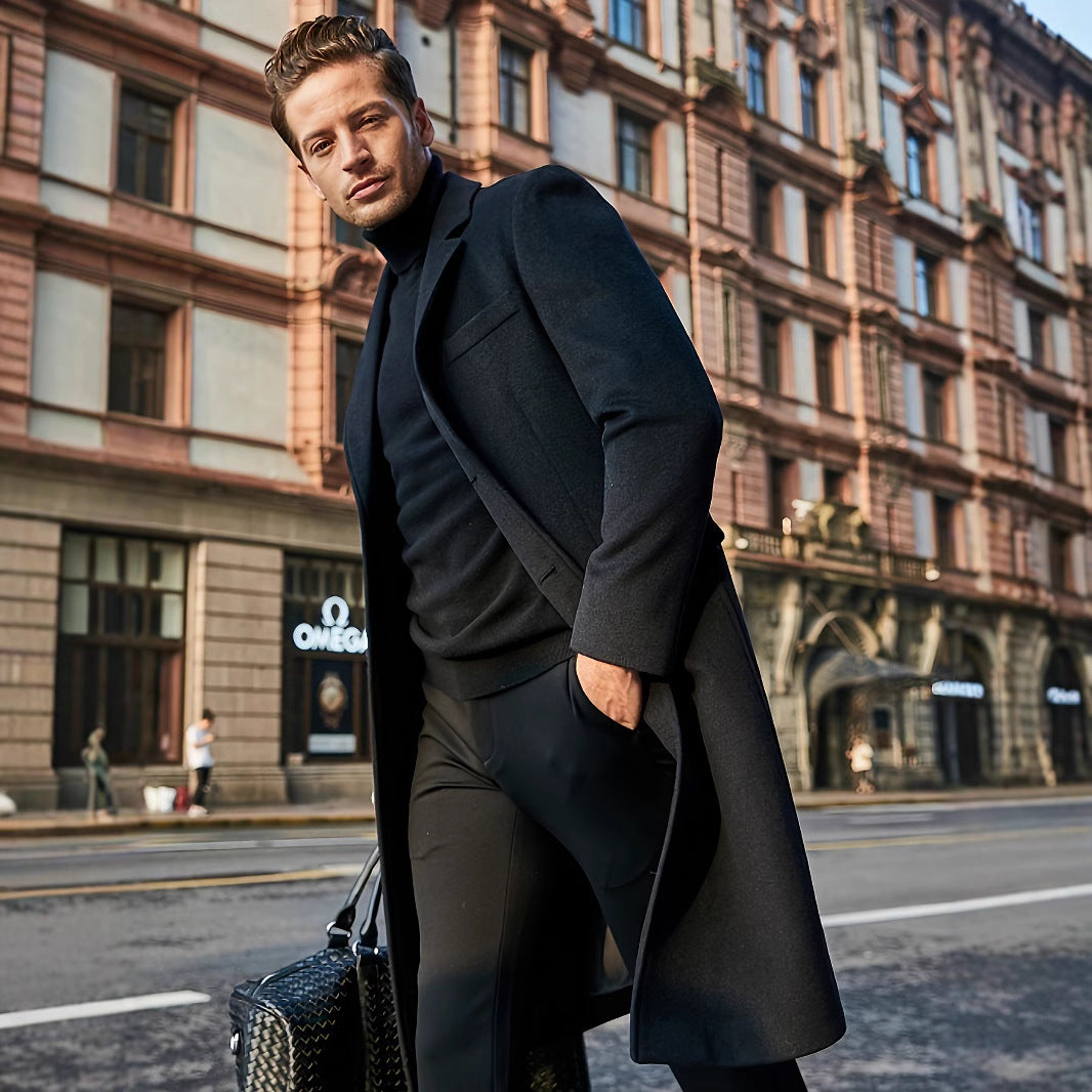 Herren Taillierter Wollmix-Mantel im klassischen Einreiher-Stil Shop Nory