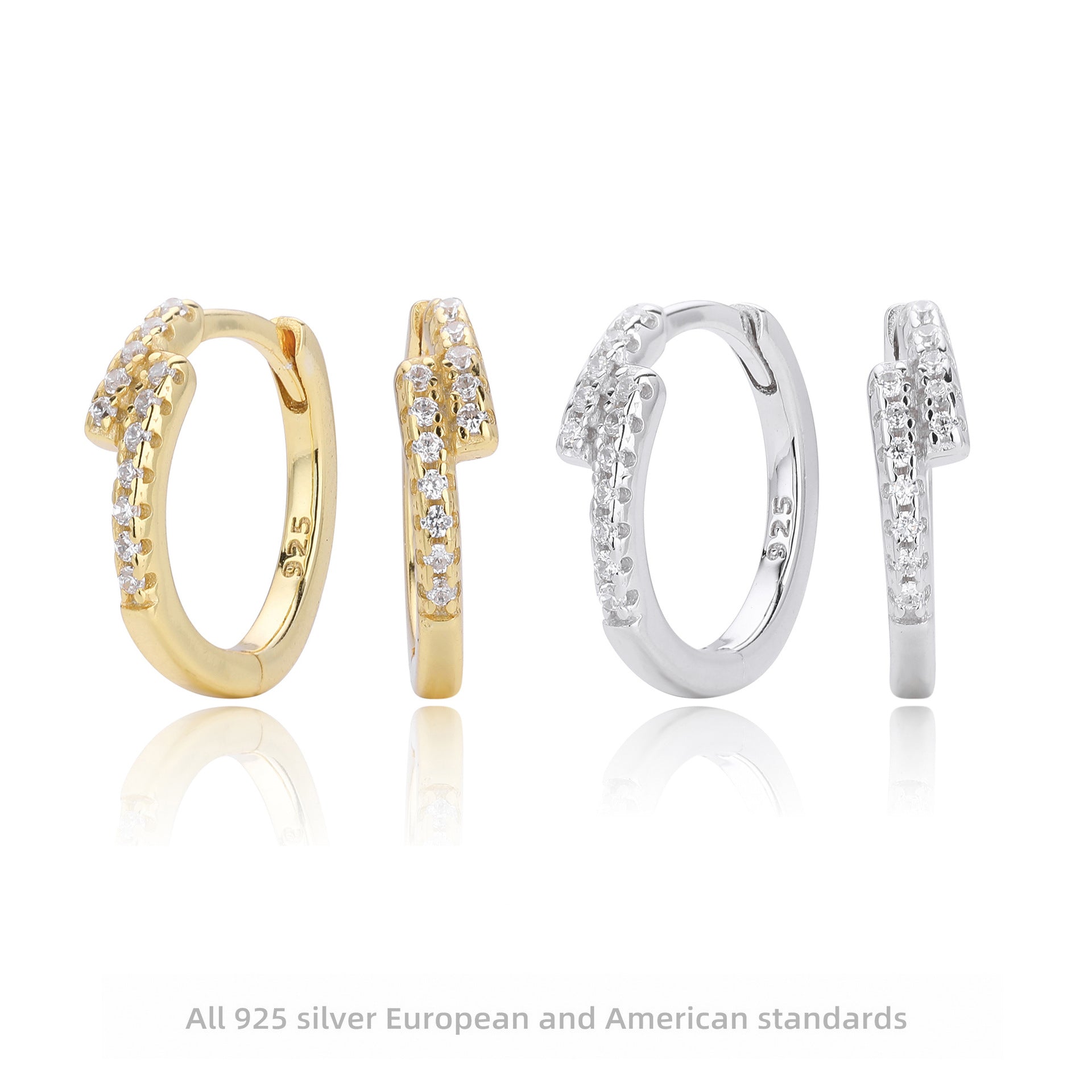 Damen Ohrringe mit funkelndem Zirkonbesatz aus hochwertigem 925 Sterling Silber Shop Nory