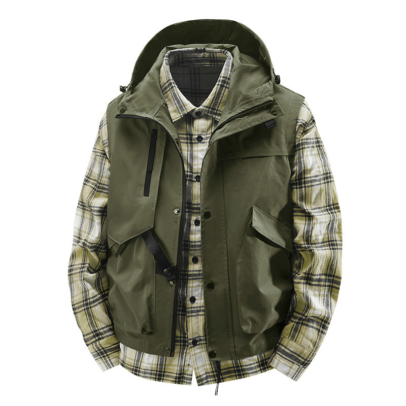 Herren Utility-Weste mit Kapuze, wasserabweisender Außenlage und Multifunktionstaschen Shop Nory
