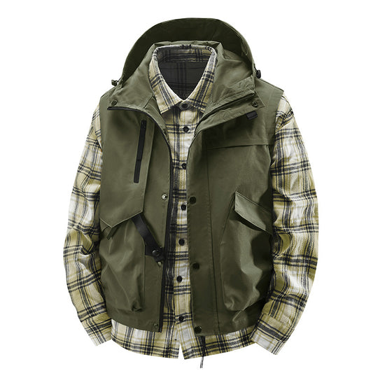 Herren Utility-Weste mit Kapuze, wasserabweisender Außenlage und Multifunktionstaschen Shop Nory