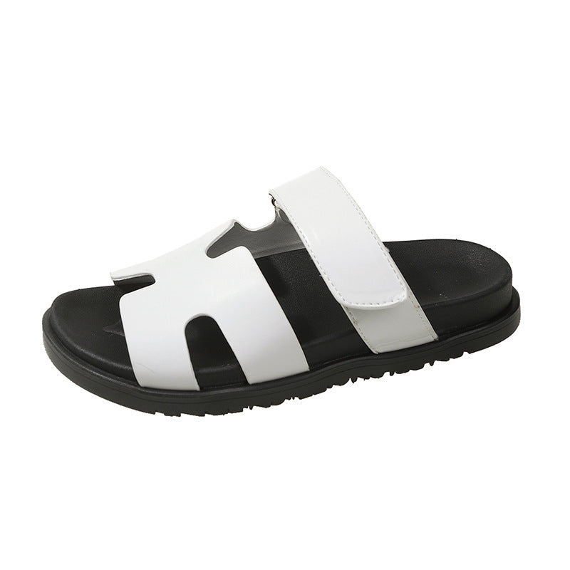 Damen komfortable Veloursleder-Sandalen mit verstellbarem Klettverschluss und rutschfester Sohle Shopnory