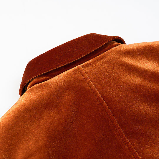 Damen Kurzjacke im Samt‑Look mit Hemdkragen, aufgesetzten Pattentaschen und goldfarbenen Zierknöpfen Shop Nory