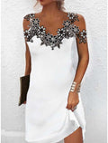 Damen Elegantes Kleid mit Spitzenbesatz