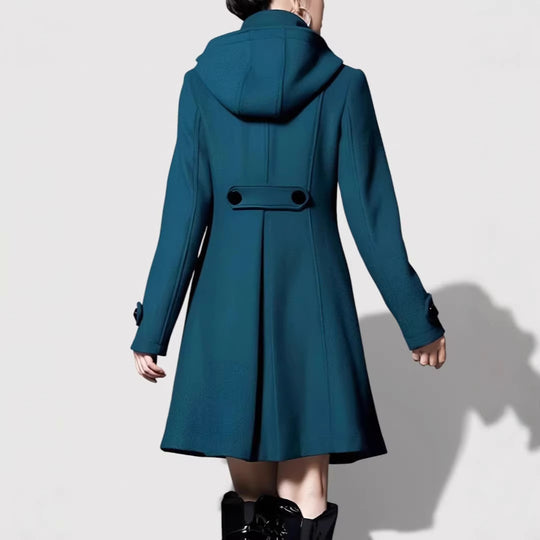 Damen Modische Übergangsjacke mit Kapuze und Knopfdetails