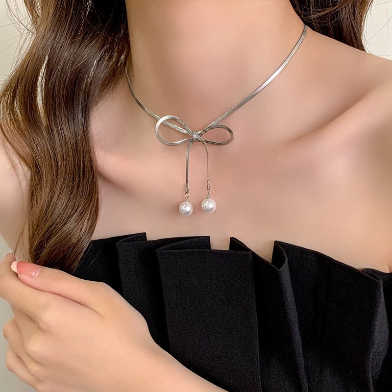 Damen modische Halskette mit schimmernden Perlenanhängern Shop Nory