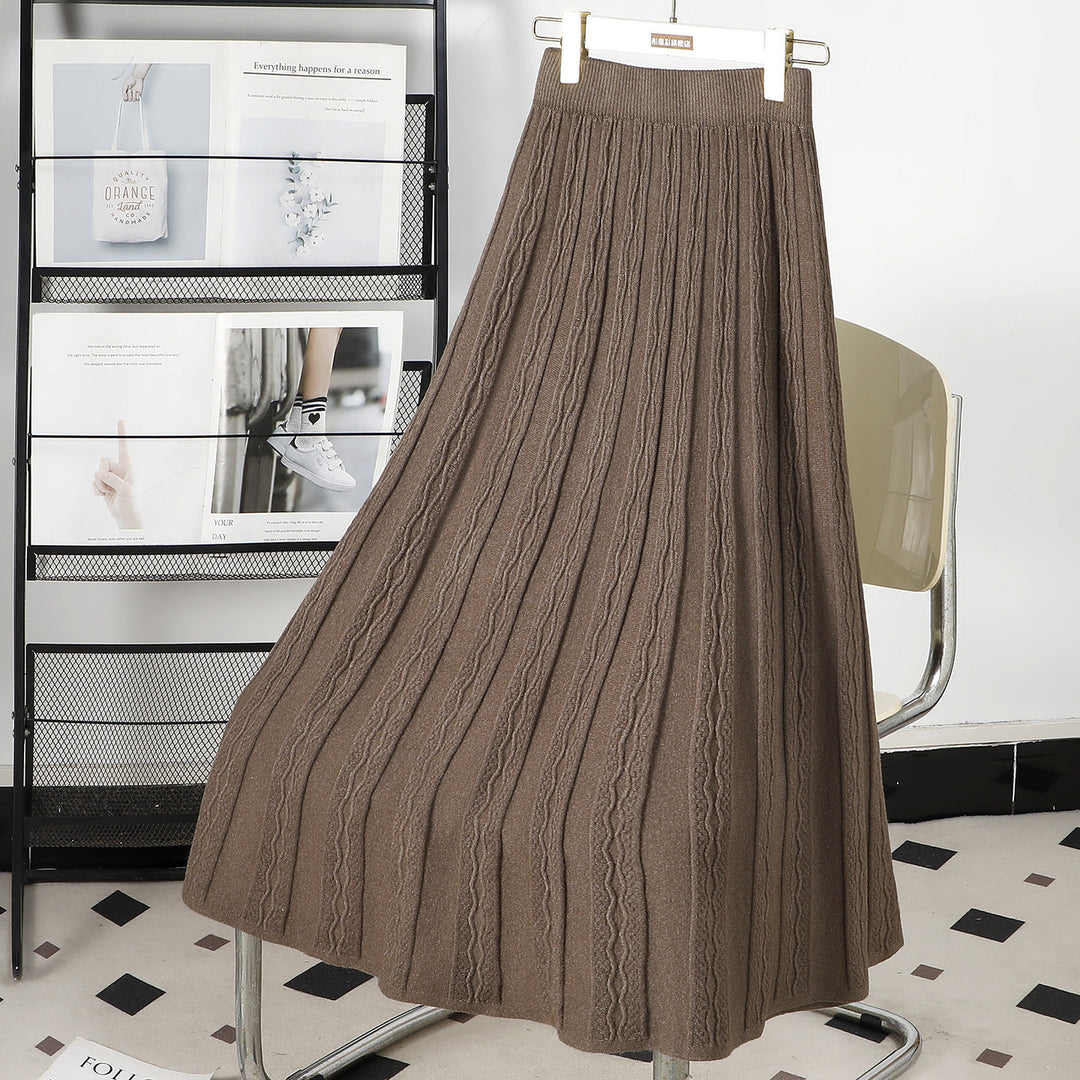 Damen Plissierter Maxirock mit grafischem Zopfmuster Shop Nory