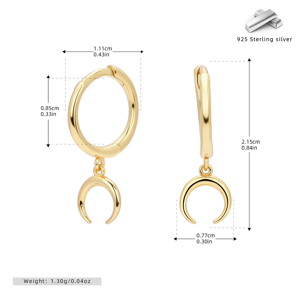 Damen Ohrhänger mit Mondanhänger aus 925 Sterling Silber Shop Nory