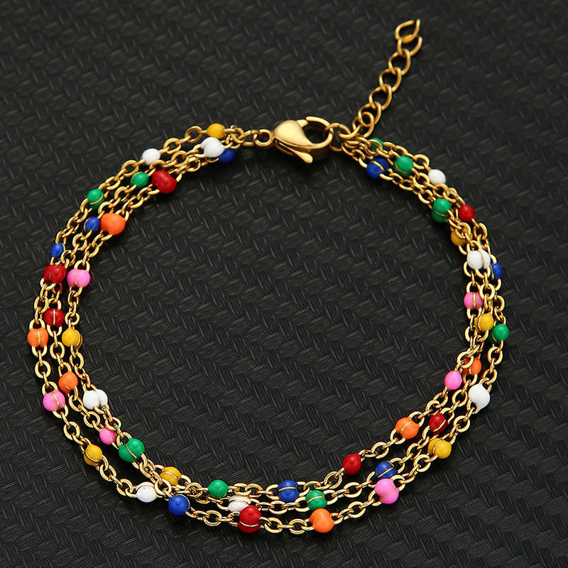Damen modisches Armband mit bunten Perlen und elegantem Design Shop Nory